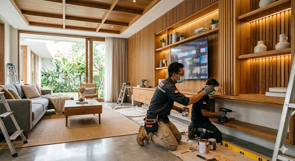 Ruang TV Nuansa Kayu — NW28 ID